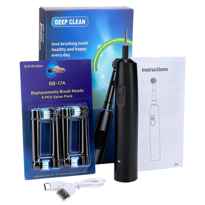 Rotary Electric Toothbrush Rechargeable 5 Modes Sonic Vibration Tooth Brush Adults Rotating Toothbrushes Teeth Cleaner 4 Heads