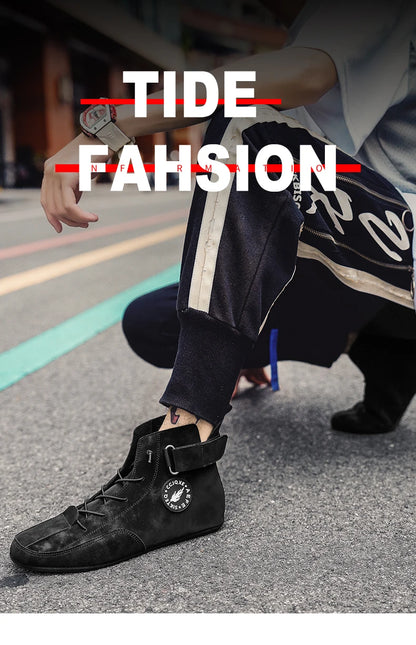 YRZL Men's Shoes Ankle Boots Lightweight Anti-slip Man Casual Walking Shoes Soft Soles Comfortable Breathable Blue Shoes for Men