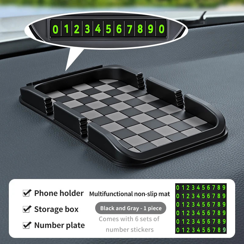 Car Phone Holder, Multifunctional, Dashboard Anti-Slip Mat, Navigation Stand, Parking Number Plate