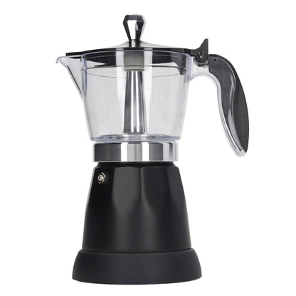 Portable 6 Cup Electric Coffee Maker Transparent Top Italian Coffee Pot Machine 300ML for Home