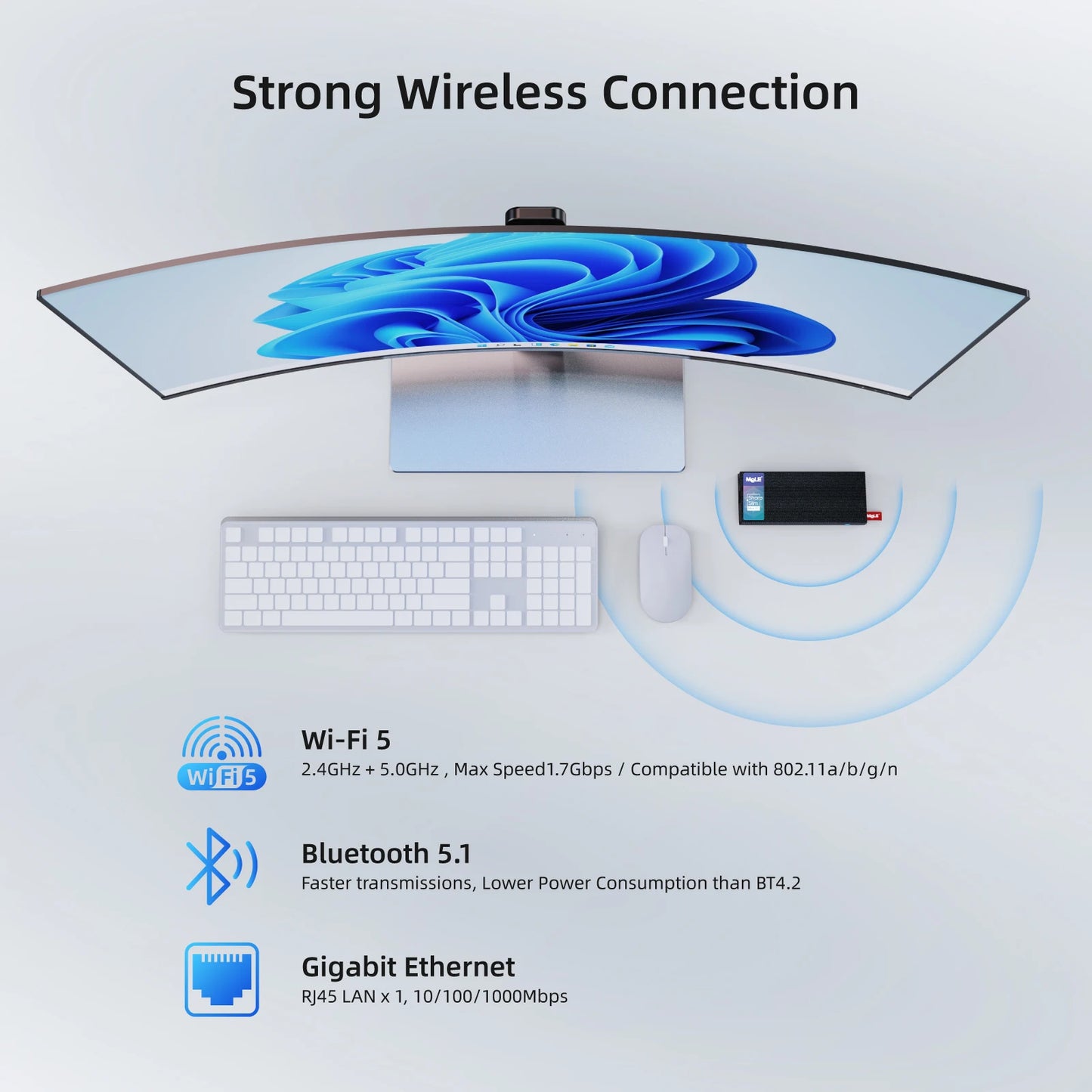 MeLE Fanless Mini PC Stick N100 8GB 128GB 256GB , Mini Computer Dual HDMI, WiFi5 Gigabit Ethernet, USB Type-C PD3.0 PCG02 Pro