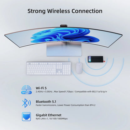 MeLE Fanless Mini PC Stick N100 8GB 128GB 256GB , Mini Computer Dual HDMI, WiFi5 Gigabit Ethernet, USB Type-C PD3.0 PCG02 Pro