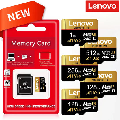 Lenovo SD Memory Card 2TB 1TB 512GB 128GB 256GB Micro SD Card V60 U3 Flash Cards TF Card Memory Microsd For Insta360 DJI Drone