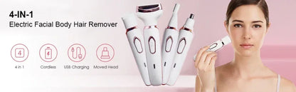 Electric Shaver For Woman Body Hair Removal Epilator Painless Cordless Trimmer Women Face Leg Bikini Razor 4 in 1 Hair Remover