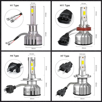Infitary H7 Led Car Lights H4 H11 Auto Fog Lamp 6500K Headlight Bulbs H1 30000LM Accessories 9005 9006 H1 880 H3 Automobile Bulb