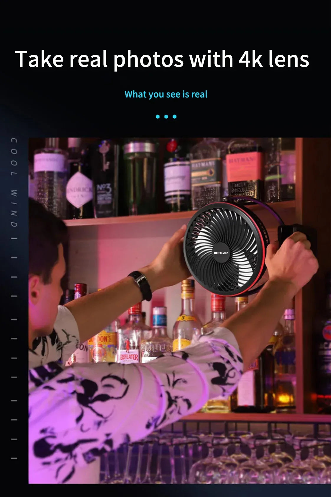 OPOLAR 8inch 10000mAh Rechargeable Clip Fan Desktop Mini Air Cooler with Timing Removable Fan Guard