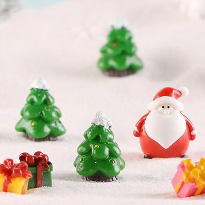 Gift Box Snowman Terrarium Dollhouse Fairy Garden Figures Micro Landscape Ornaments Figurines Christmas Miniature