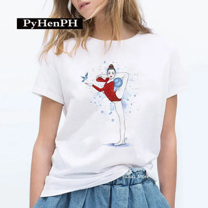 Gymnast Dancer T Shirt  Fashion Gymnast Artistic Gymnastics Printed T-shirt for Women Parent-child Clothing Oversized T Shirt