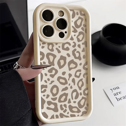 Leopard Print Phone Case For iPhone 13 Case iPhone 11 12 15 14 Pro Max X XR XS MAX 7 8 Plus SE Shockproof Silicone Soft Cover