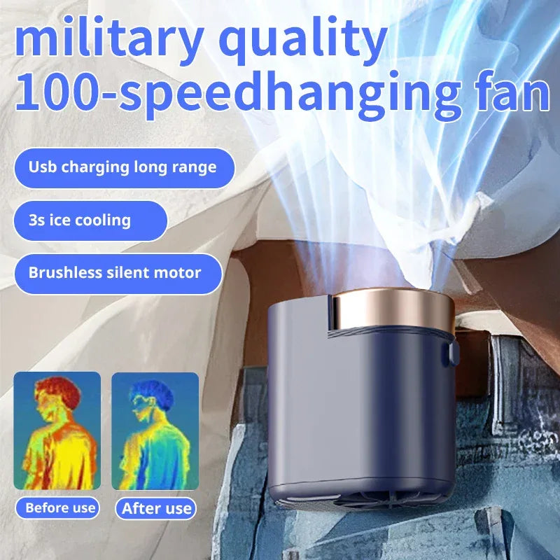 Outdoor Portable Small Fan Long Range High Wind Usb Charging Hanging Waist Fan Cooling Portable Fan
