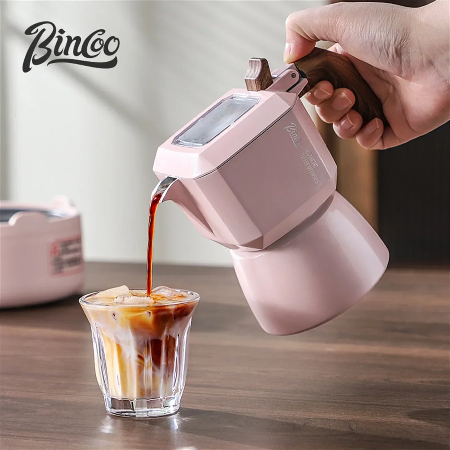 Bincoo Dual Valve Moka Pot 110v-220v Electric Heater Base Espresso Maker Brewed Coffee Mocha Pot Italian Camping Barista Tool