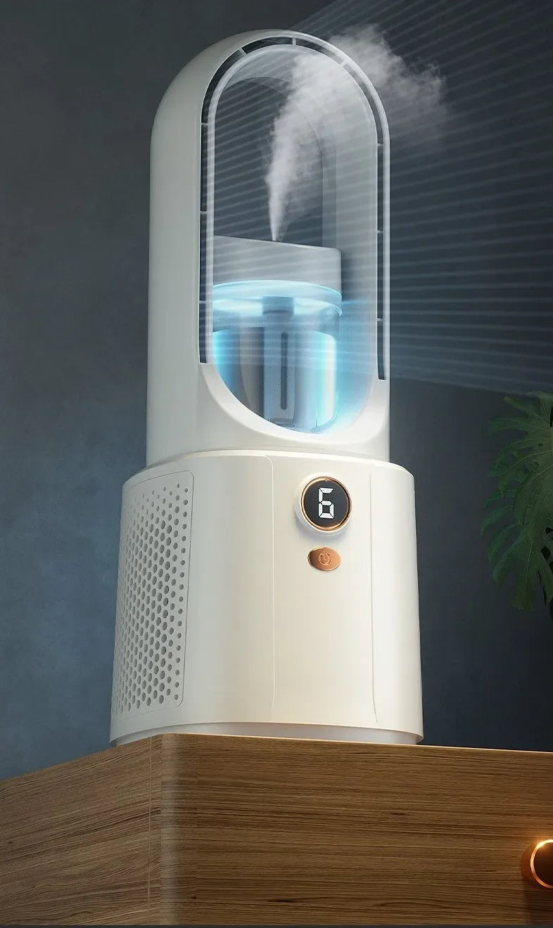 New Small Desk Top Charging Mute Fan, air Conditioner, Leafless Spray Small Household Cooling Fan