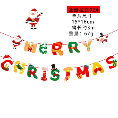 Christmas Banner Tree Ornaments Merry Decoration for Home 2025 Santa Claus Pendant Xmas Gifts New Year 2026 Flag Party Pulling