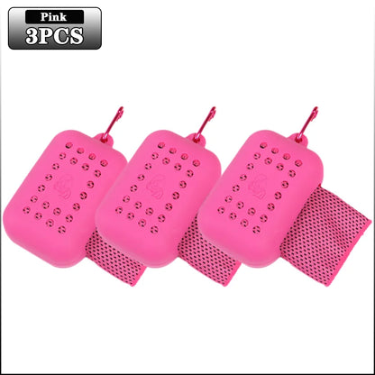 10PCS Portable Mini Silica Gel Set Cold Towel Polyester Fiber Outdoor Cooling Towel Fitness sports gym Run quick Dry Cool Towel
