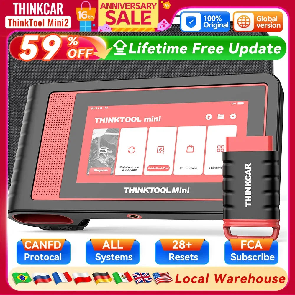 THINKCAR THINKTOOL MINI 2 CANFD Auto Car  Diagnostic Tools Obd2 Scanner Bi-directional Scan Tool 28 Resets Full System Diagnose