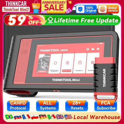 THINKCAR THINKTOOL MINI 2 CANFD Auto Car  Diagnostic Tools Obd2 Scanner Bi-directional Scan Tool 28 Resets Full System Diagnose