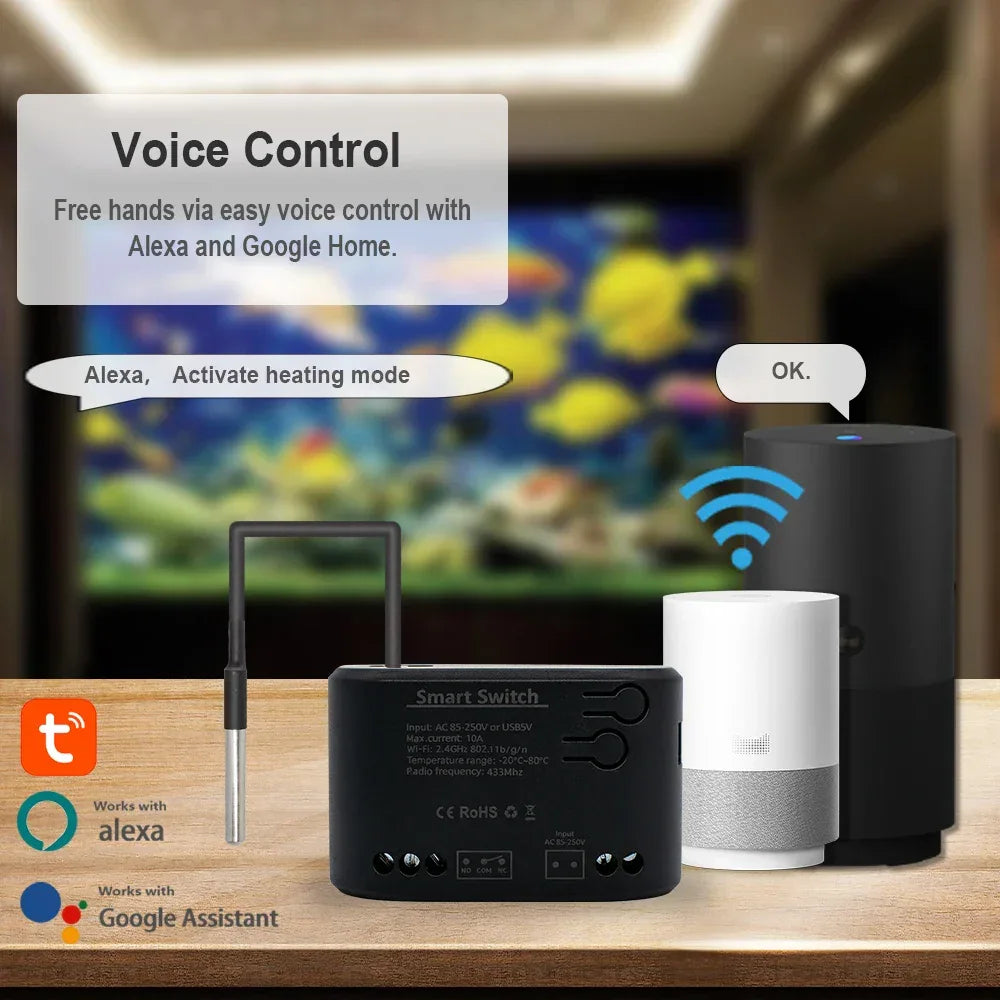 Dry Contact WIFI Tuya Smart Temperature Switch Controller Thermostat Sensor Passive Relay RF Receiver Work for Alexa Google Home