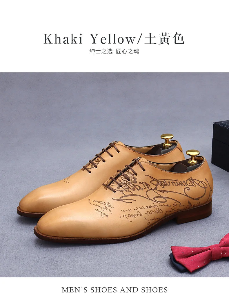 British Trend Mens Dress Shoes Elegant Genuine Cow Leather 2023 Autumn Designer New Style Oxfords Wedding Social Shoes Man