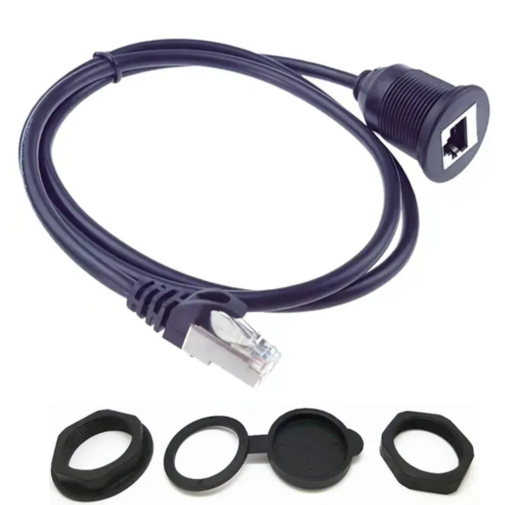CAT6 RJ45 Socket Cable for Industrial Control Chassis CAT 6 Head Waterproof Panel RJ45 Network Male to Female Extension Cable
