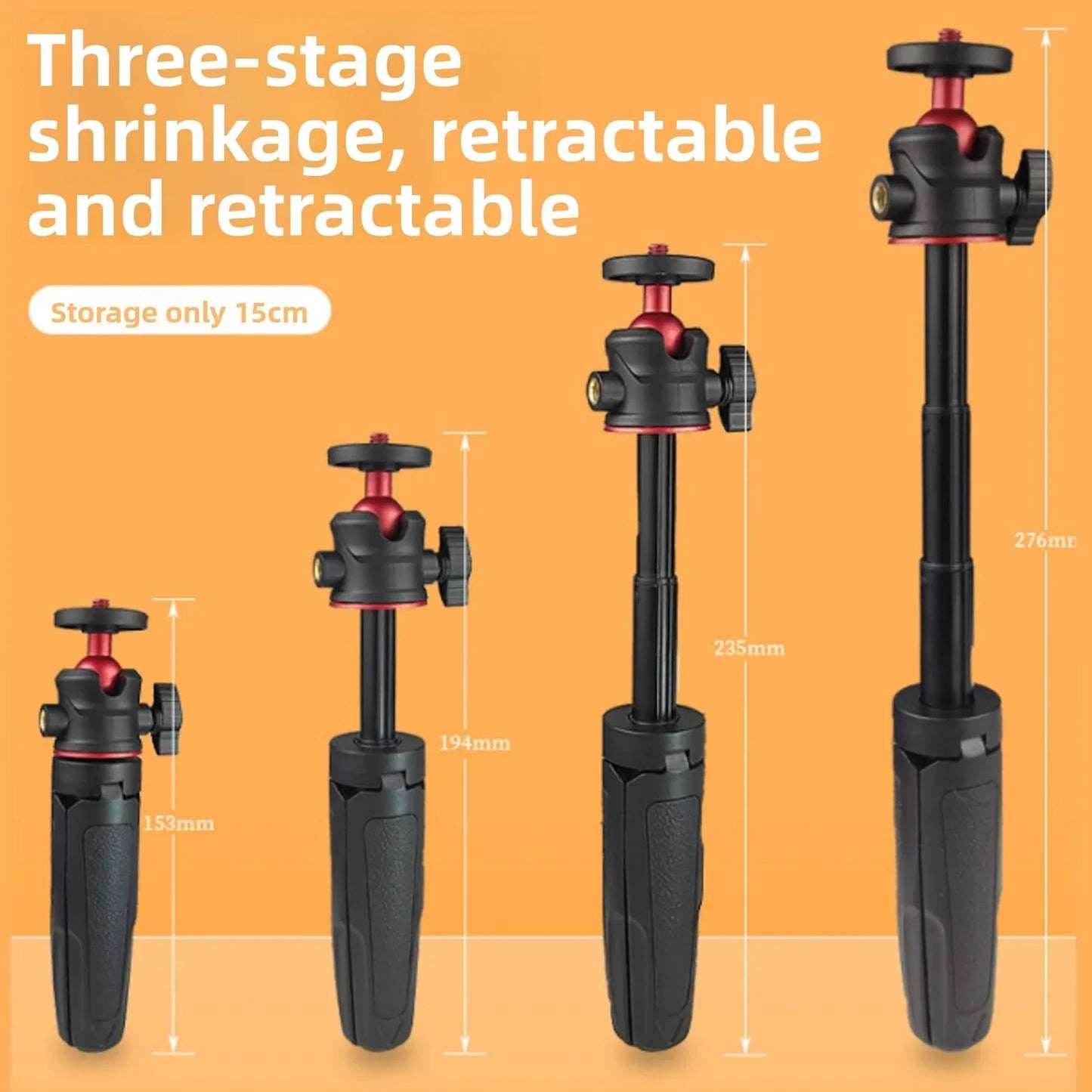 Desktop Camera Tripod with 360 Degree Rotating Ball Head Extendable Portable Selfie Stick Tripod for Smartphone Action Cameras