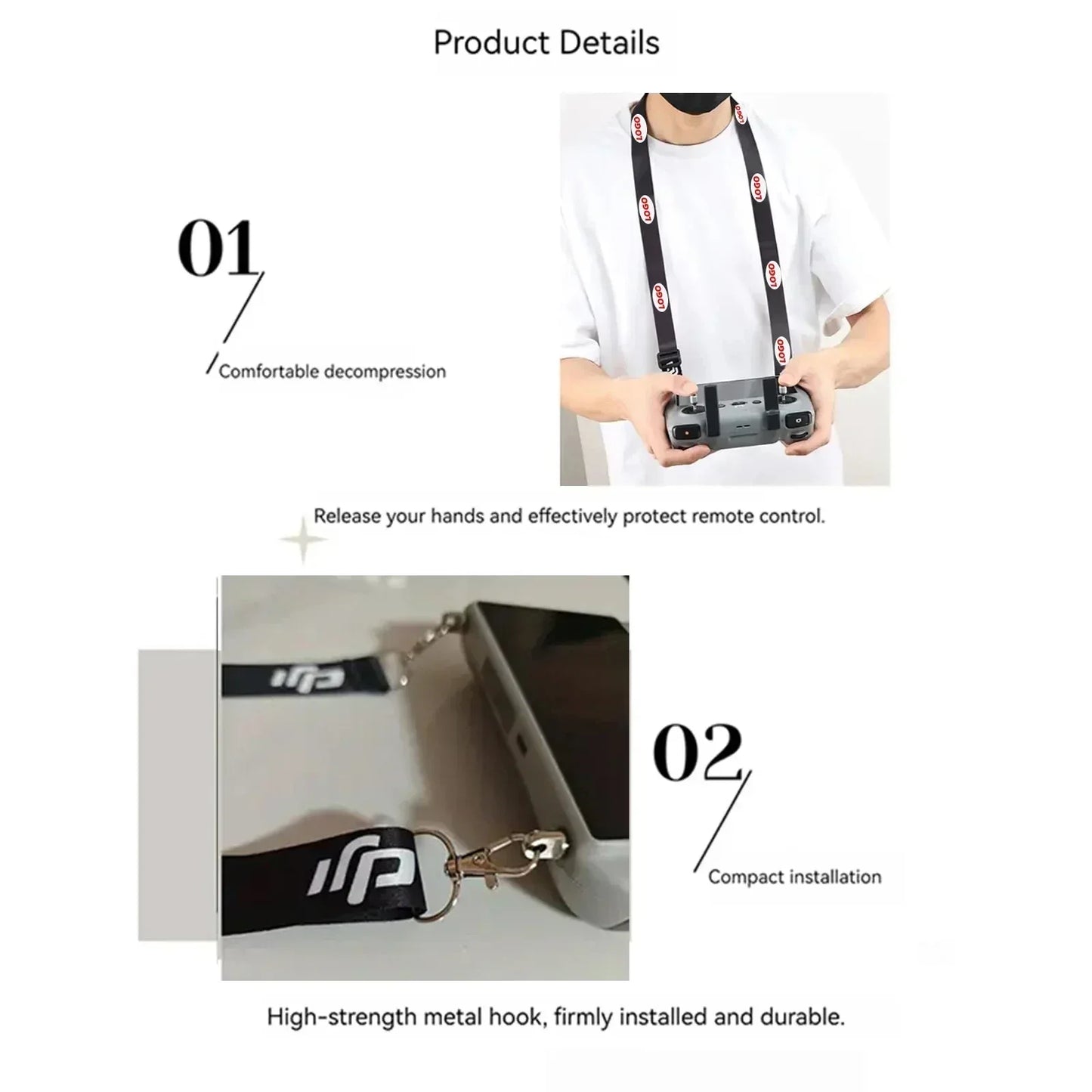 Lanyard for DJI RC & RC 2 & RC Pro Controller, DJI Mini 4 Pro Lanyard RC Neck Strap, Compatible with DJI Mini 3 Pro/Mavic 3/Air2
