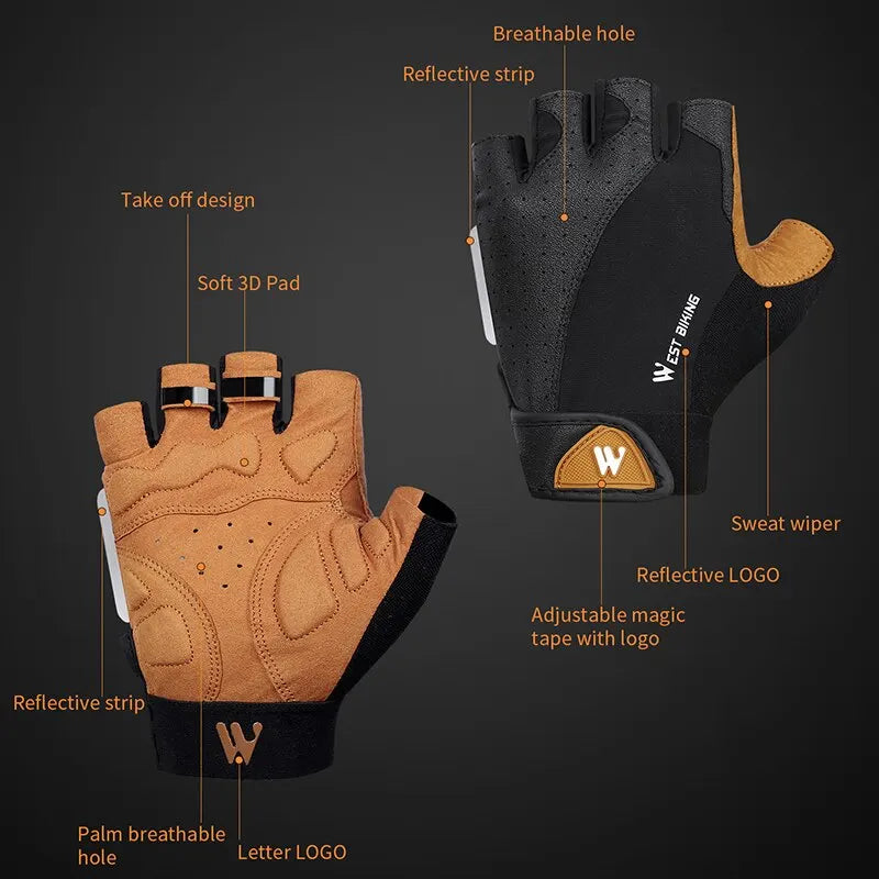 WEST BIKING Sports Bike Gloves Half Finger Men Women MTB Cycling Gloves Running Fitness Gym Riding Motorcycle Bicycle Gloves