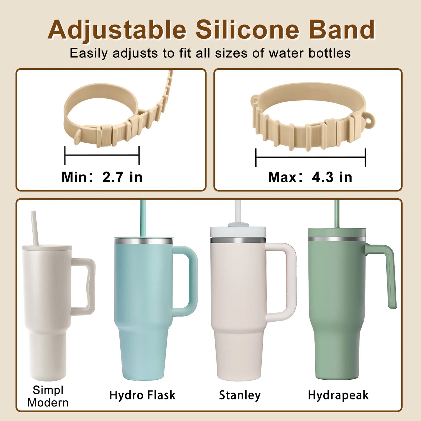 Eary Silicone Portable Water Bottle Carry Strap Handle Adjustable Water Bottle Sling Carrier With Strap Universal Cup Accessory