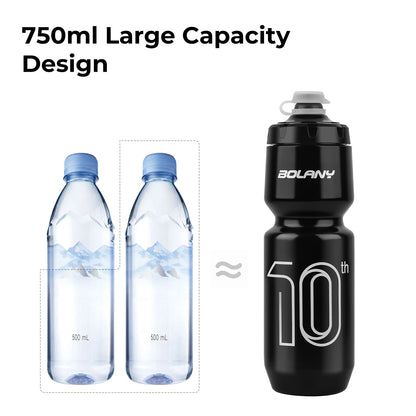 BOLANY 750ML Sports Bottle 10th Rubber Transparent Plastic with lid Bottle Portable Squeeze Drinking Outdoor Cycling Kettle