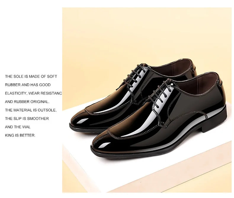 Business Men's Dress Shoes Patent Leather Trend Mens Party Shoe Soft Sole Casual Shoes Plus Size 38-48 Men Shoes High Quality