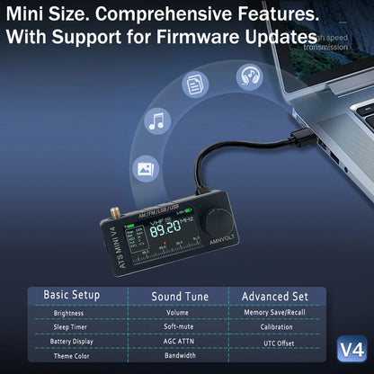 AMNVOLT V4/V3S ATS MINI SI4732 Radio ALL Band DSP Radio FM AM SSB LSB USB Receiver, built-in Hi-Z Headphone Amplifier Circuit