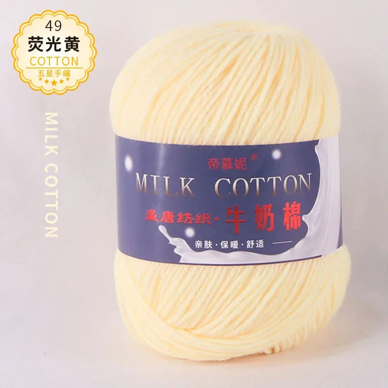 6Pcs Dyed Milk Sweet Soft Cotton Crochet Wool Yarn Thick Yarn Fiber Hand Knitting Wool Crochet Yarn Threads for DIY Sweater