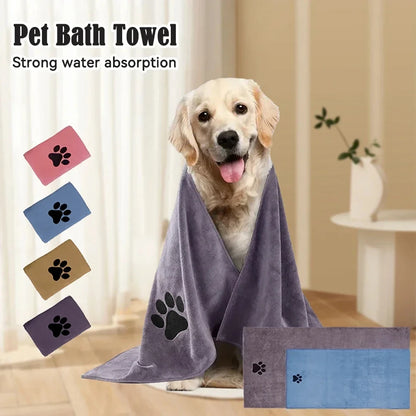 3 Size Options Microfiber Pet Bath Towel Embroidered Super Soft Absorbent Cat for Dogs Grooming Supplies