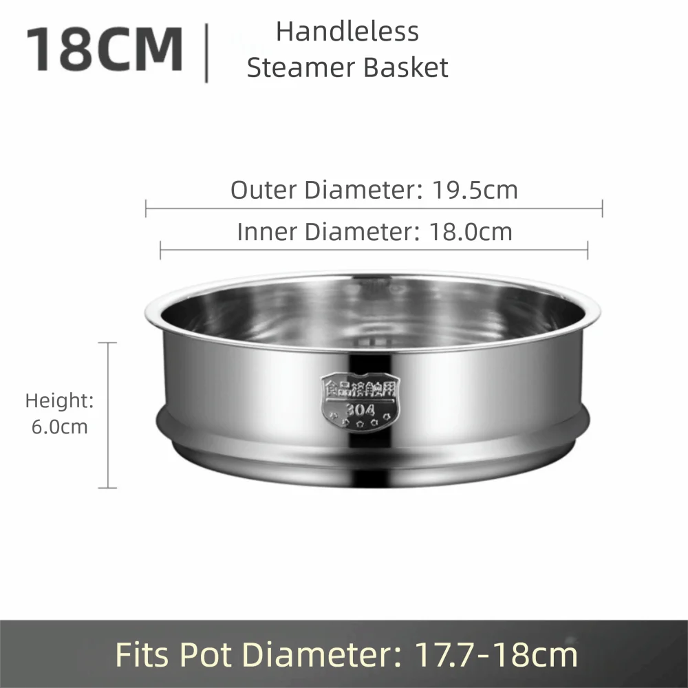 304 Stainless Steel Steamer Basket 16-32cm Thickened Pot Steaming Grid Safe Material Thicken Strainer Food Steam Rack