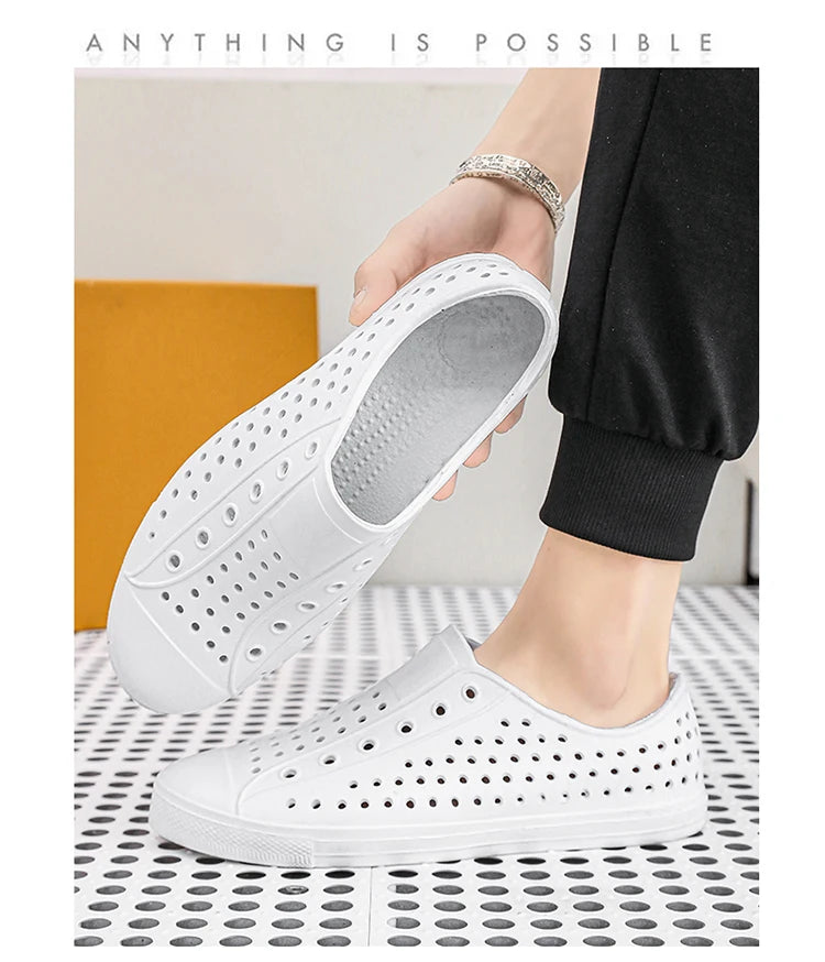 New beach sandals perforated shoes men's anti slip work shoes summer garden shoes water shoes ultra light outdoor walking shoes