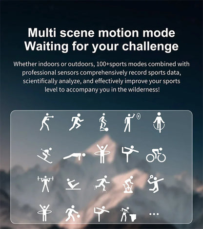 2025 New Sport Smart Watch Men 360*360 HD Screen Flashlight Health Monitoring IP68 Waterproof Heart Rate BT Call Smartwatch Man