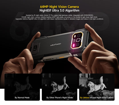Ulefone Armor 27 Pro 5G Rugged Phone 10600mAh Smartphone 50MP Camera 64MP Night Android 15 Up to 24GB+256GB NFC Waterproof Phone