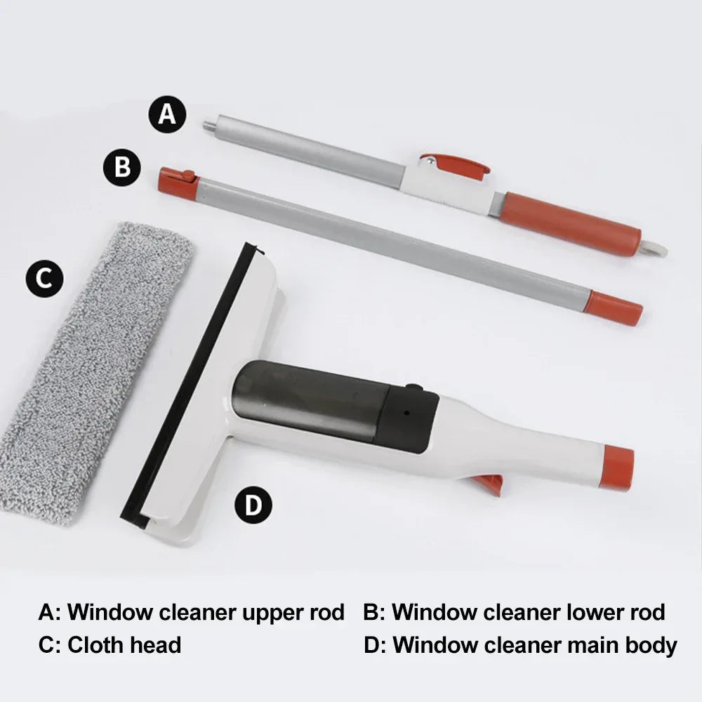 3-in-1 Windows Glass Cleaning Kit Adjustable Height Cleaner Mop Household for Car Windshields With Scraper Glass Spray Washer