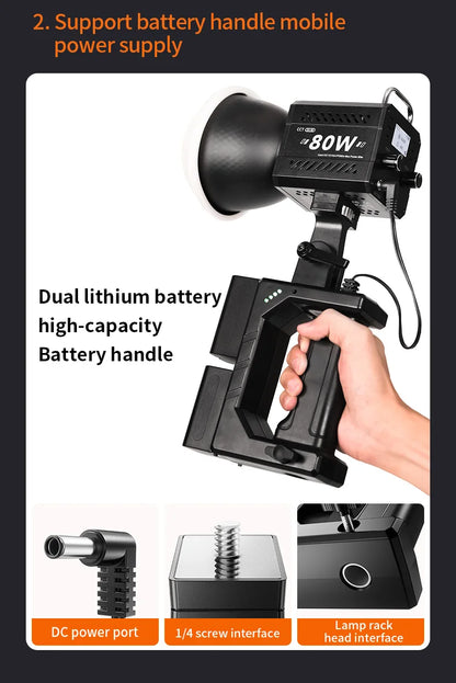 ZU80 COB camera light 80W LED fill light 2500K~6500K dual-color mini Bowens portable outdoor live lighting CRI≥96 TLCI≥97