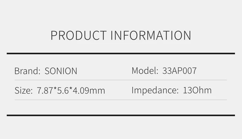 1pcs Sonion 33AP007 BA Driver Miniature magnetic receiver Balanced Armature Receiver DIY IEM Receivers