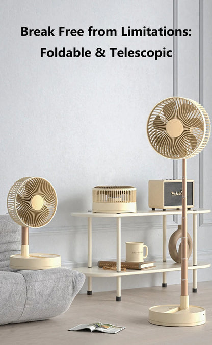 Lenovo USB Foldable Portable Fan 8inch 4 Speeds Timing Battery Operated Mini Floor Fan for Bedroom Indoor or Outdoor Table Fan