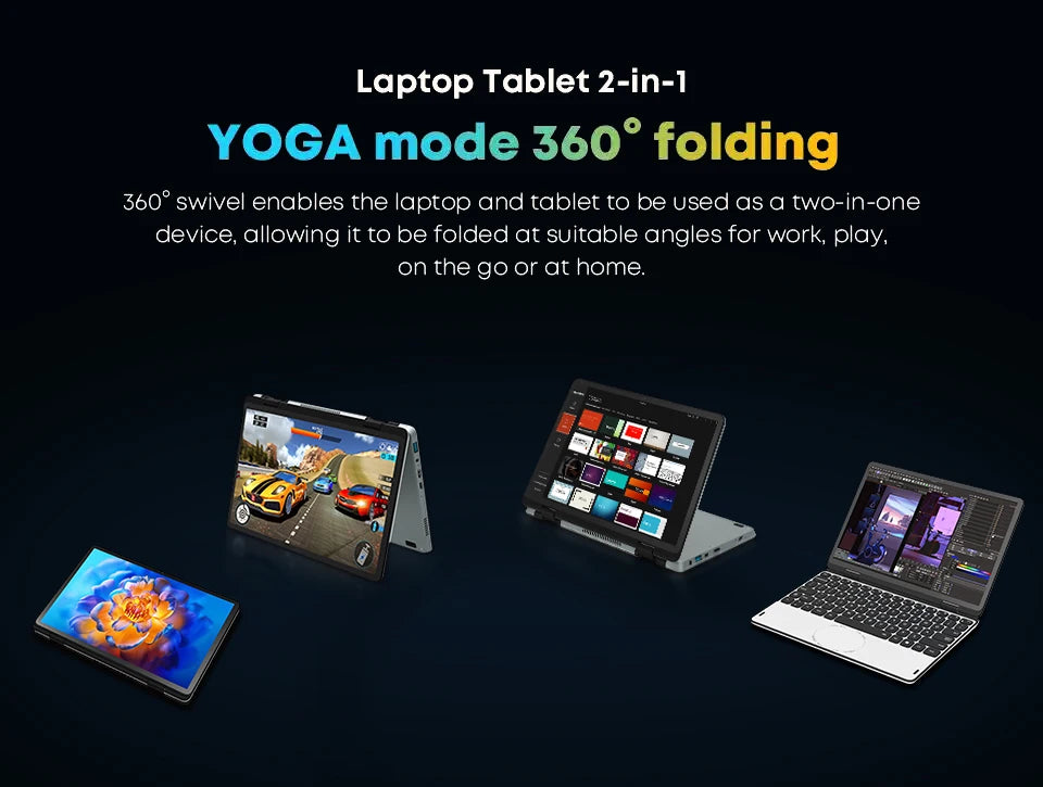 Topton L20 360° YOGA Intel N100 Laptop 10.95 inch IPS Touch Book Max 32G DDR4 2T SSD Portable Office Notebook Mini PC Tablet