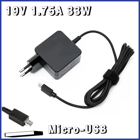 Micro-USB 19V 1.75A 33W alimentation adaptateur pour ordinateur portable pour ASUS Eeebook X205 X205T X205TA E202SA E205SA E20 E