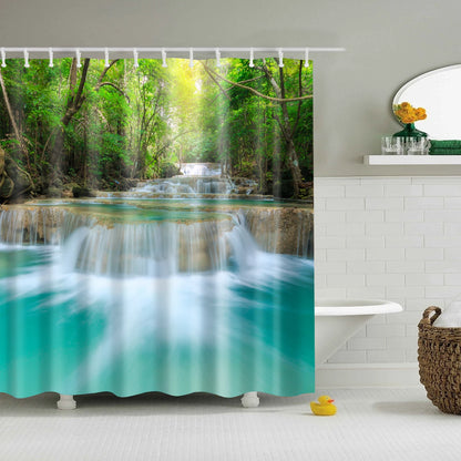 Customized Blue sky Beach Shower Curtain Modern scenery print Bathroom 3D Blackout curtain Large 180x200cm for bathroom cortina