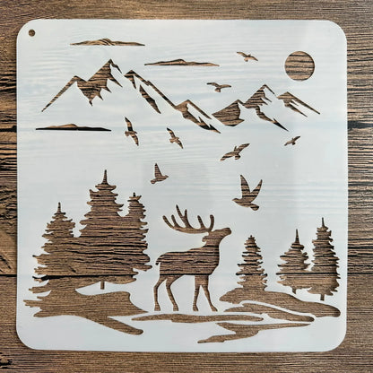 20*20 cm DIY mandala mold for painting stencils stamped photo album embossed paper card on wood, fabric wall christmas deer