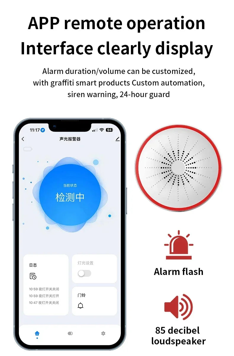 Tuya WiFi ZigBee Alarm Siren Sensor Detector Sound And Light Alarm Home Security System Smart Life APP Alexa Google Assistant