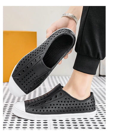 New beach sandals perforated shoes men's anti slip work shoes summer garden shoes water shoes ultra light outdoor walking shoes