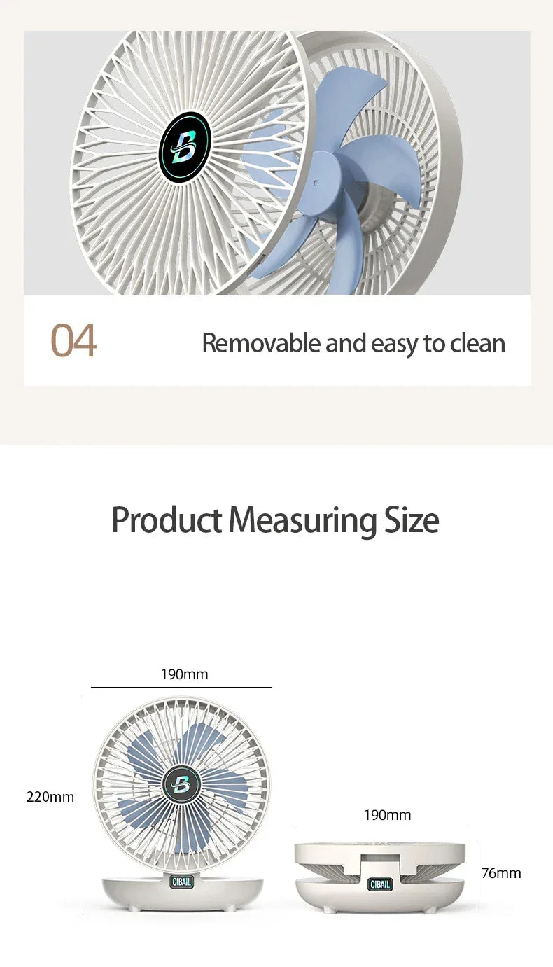 2024 Best Sellers 2IN1 Folding Desktop Fan Portable Air Conditioner Wall Mounted Fan Rechargeable With 3 Gears for Home Office