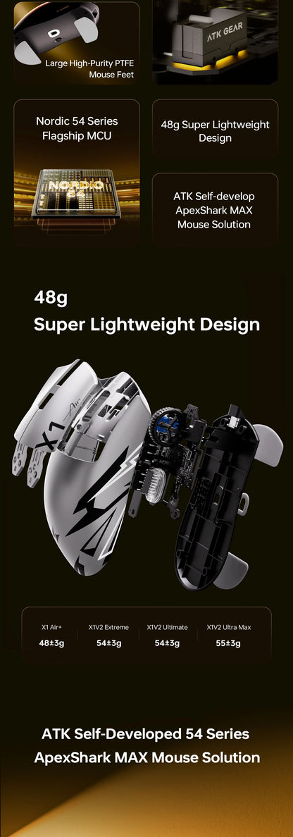 ATK Blazing Sky X1V2/X1 Air+ Wireless Mouse Dual Mode Paw 3950ultra 8k Return Rate Custom Ergonomics E-Sport Gaming Ofiice Mouse