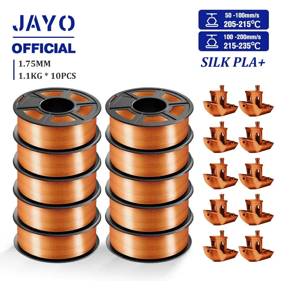JAYO 10Rolls SILK PLA+ 3D Filament 1.75mm SILK PLA Rainbow  Filament for FDM 3D Printer SILK Dual & Triple 3D Printing Materials