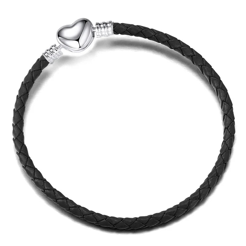 Double Circle Love Leather Rope Bracelet PU Basic Chain Accessories Valentine's Day Gift DIY Fine Jewelry